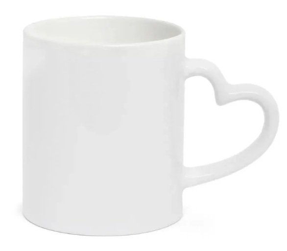 Caneca de Porcelana com Alça Coração Personalizada